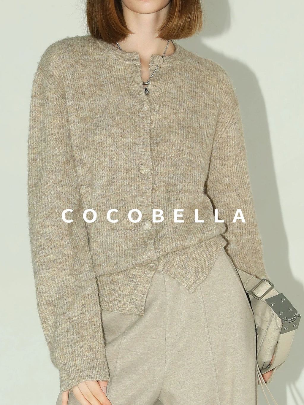 COCOBELLA Soft Buttoned Straight Fit Casual Round Neck Long Sleeve Women Knit Sweater