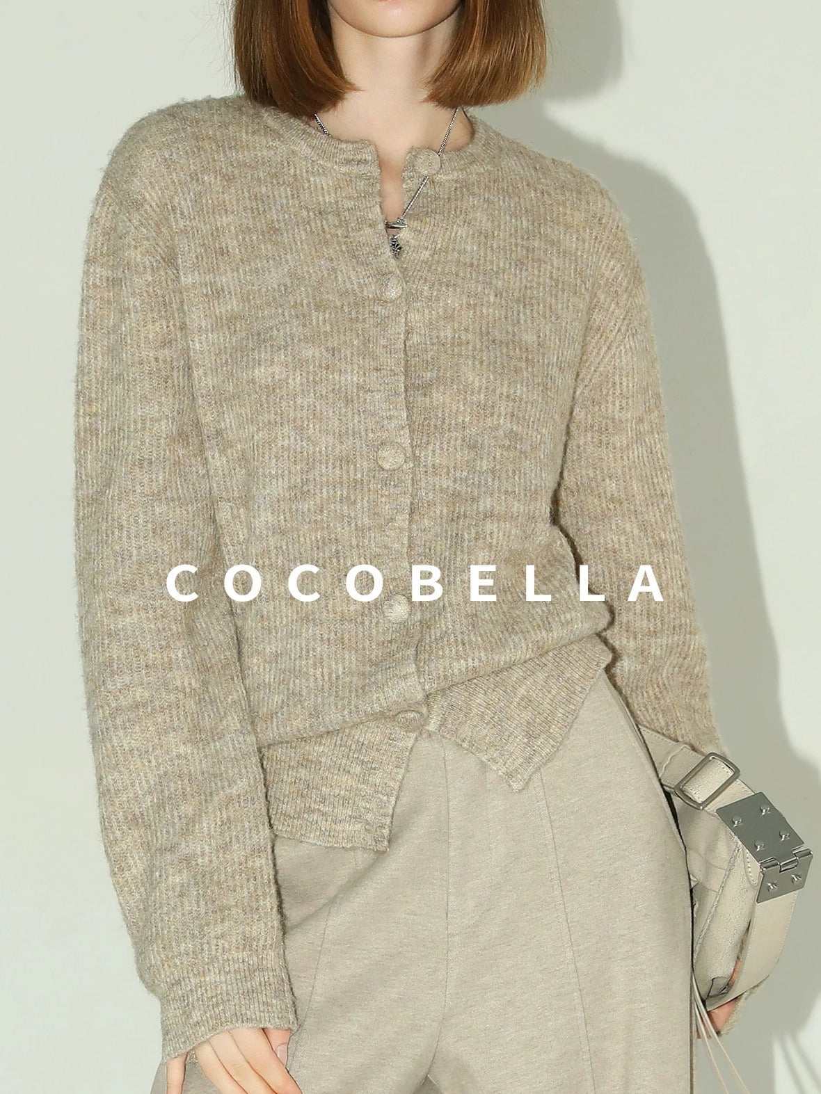 COCOBELLA Soft Buttoned Straight Fit Casual Round Neck Long Sleeve Women Knit Sweater