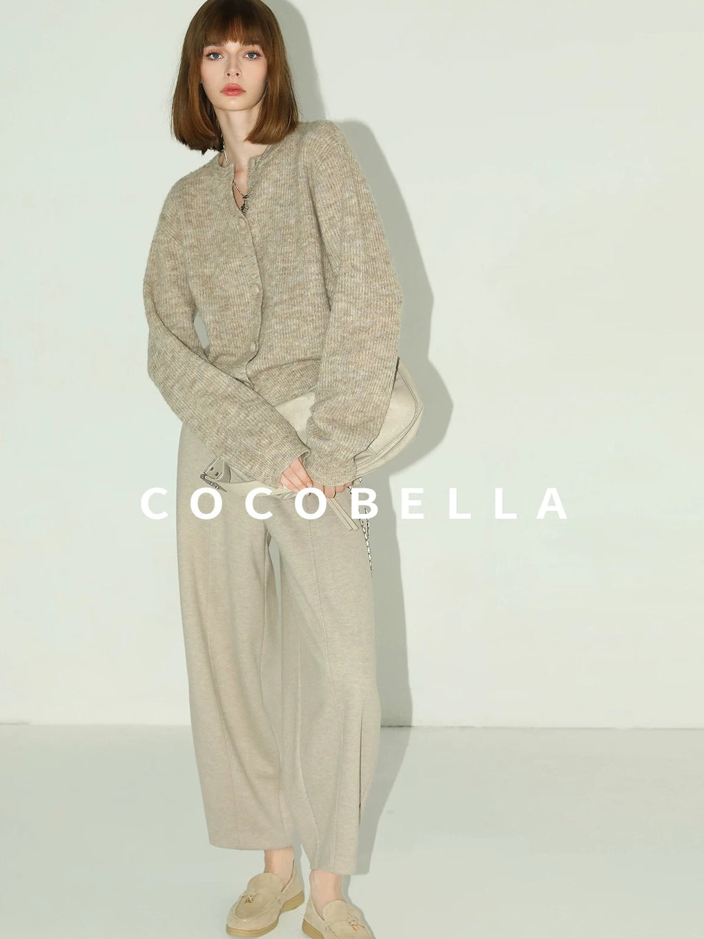 COCOBELLA Soft Buttoned Straight Fit Casual Round Neck Long Sleeve Women Knit Sweater