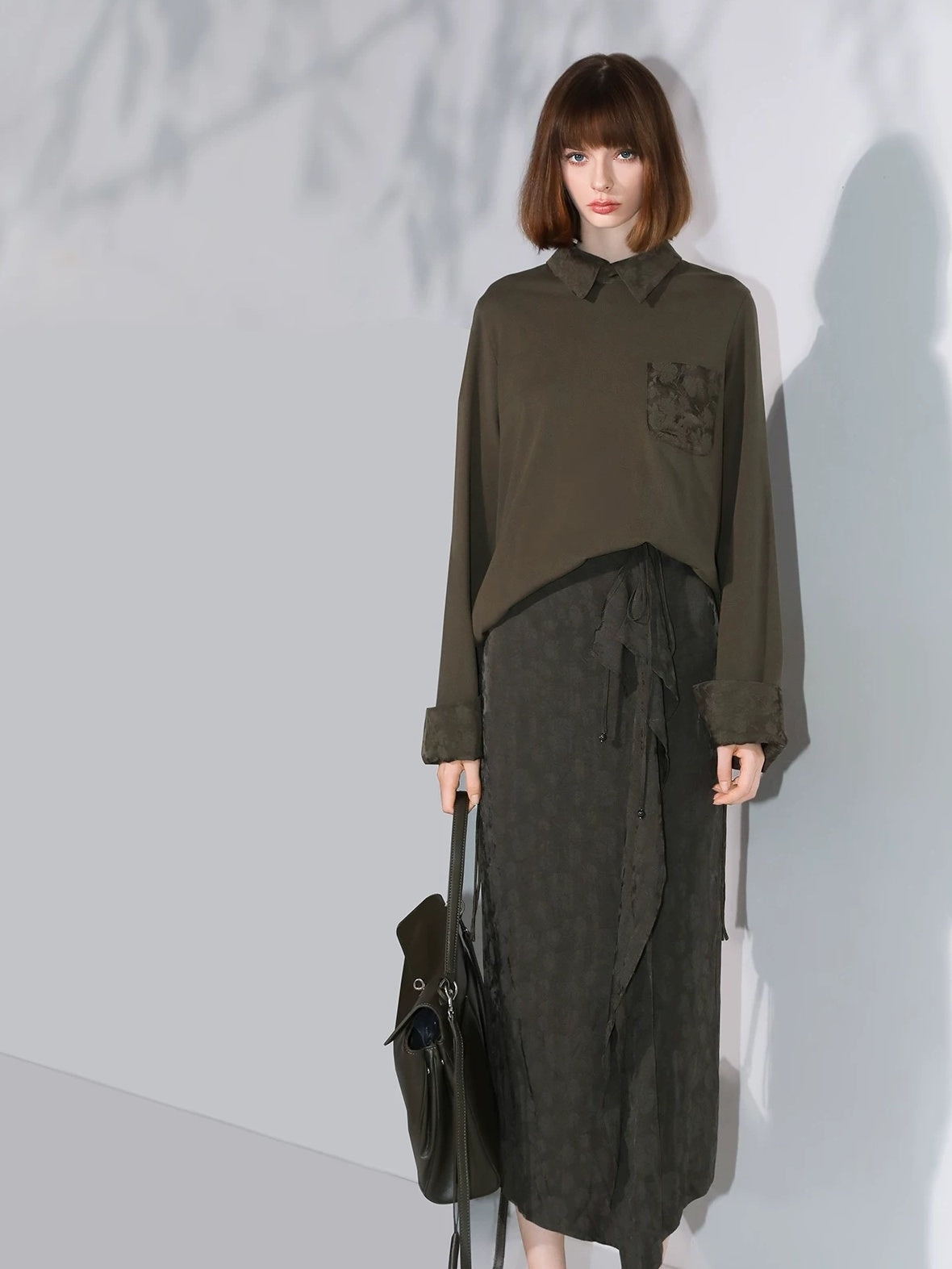 COCOBELLA Soft Cotton Blend Jacquard Chest Pocket Straight Fit Office Long Sleeve Shirts