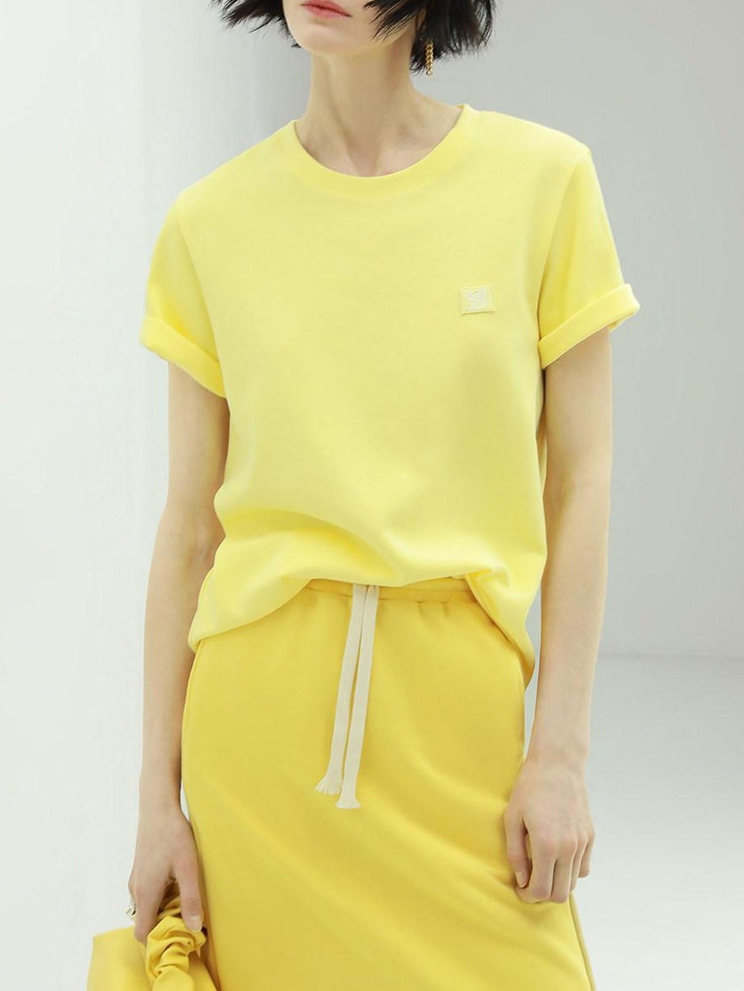 COCOBELLA Soft Cotton Blend Minimal Commuter Straight Fit 3D Detail Short Sleeve T-Shirts