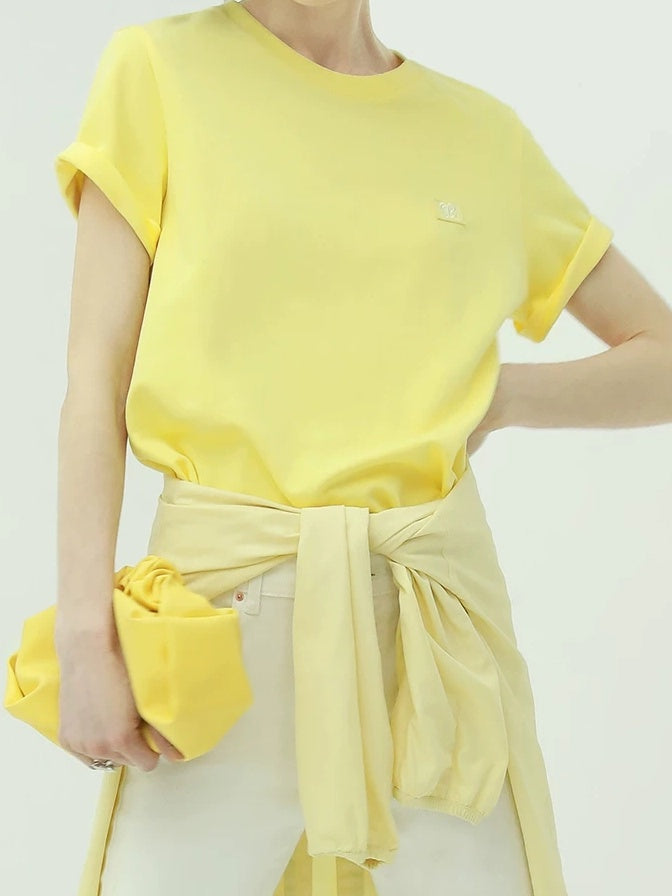 COCOBELLA Soft Cotton Blend Minimal Commuter Straight Fit 3D Detail Short Sleeve T-Shirts