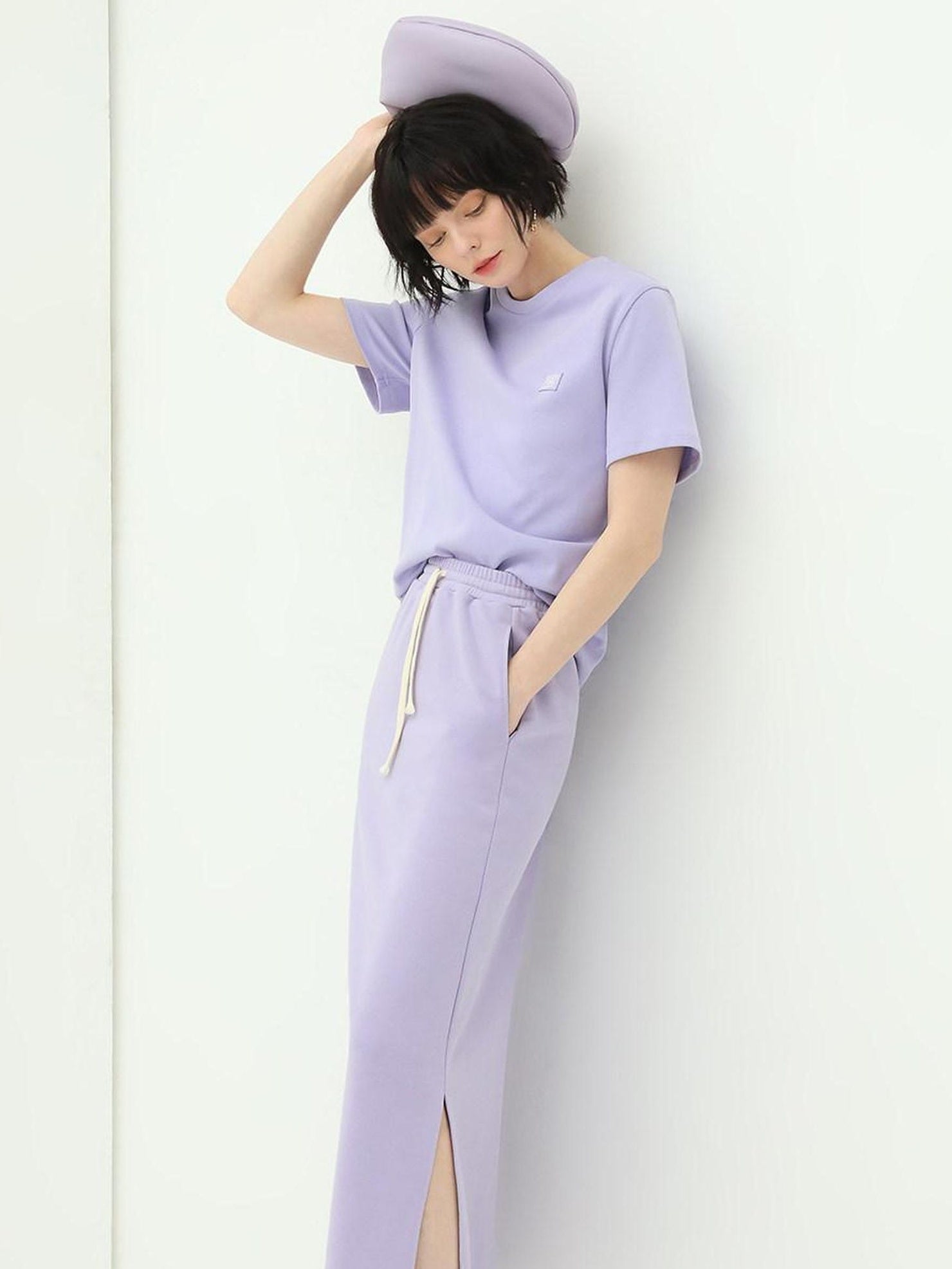 COCOBELLA Soft Cotton Blend Minimal Commuter Straight Fit 3D Detail Short Sleeve T-Shirts