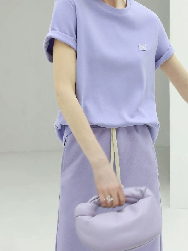 COCOBELLA Soft Cotton Blend Minimal Commuter Straight Fit 3D Detail Short Sleeve T-Shirts