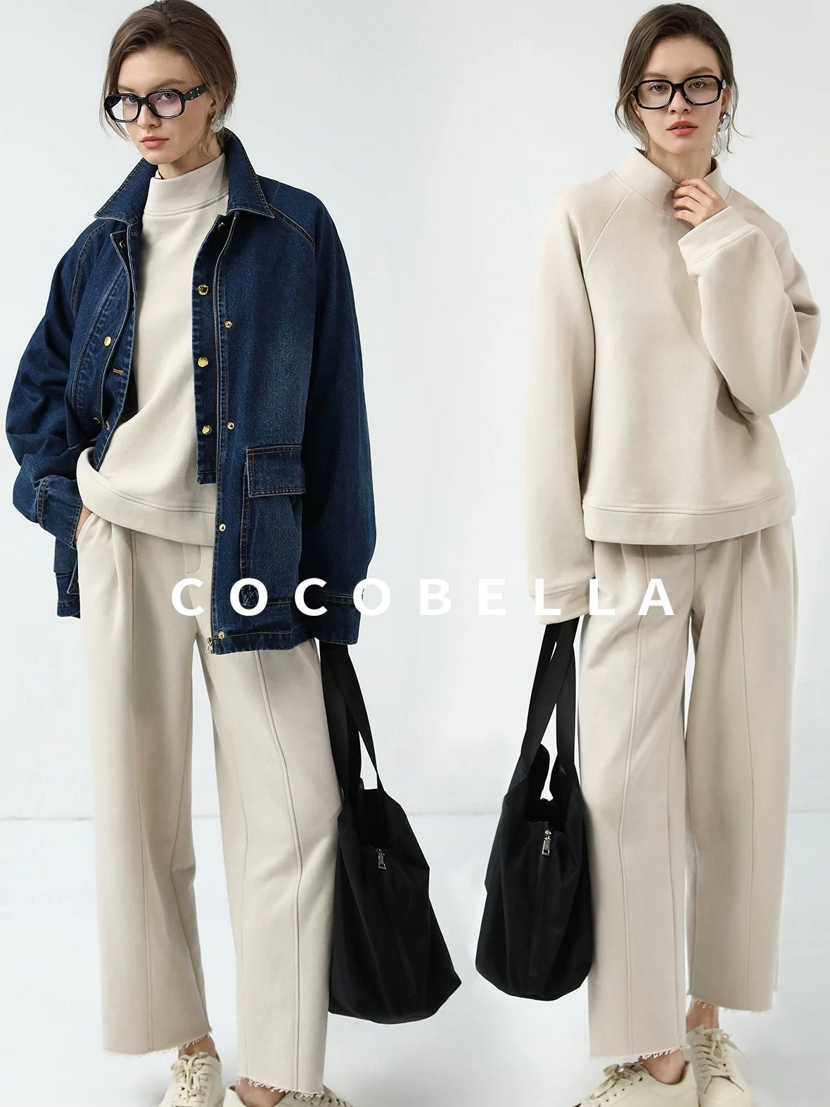 COCOBELLA Soft Cotton Blend Natural Waist Harem Straight Leg Commuter Casual Women Pants