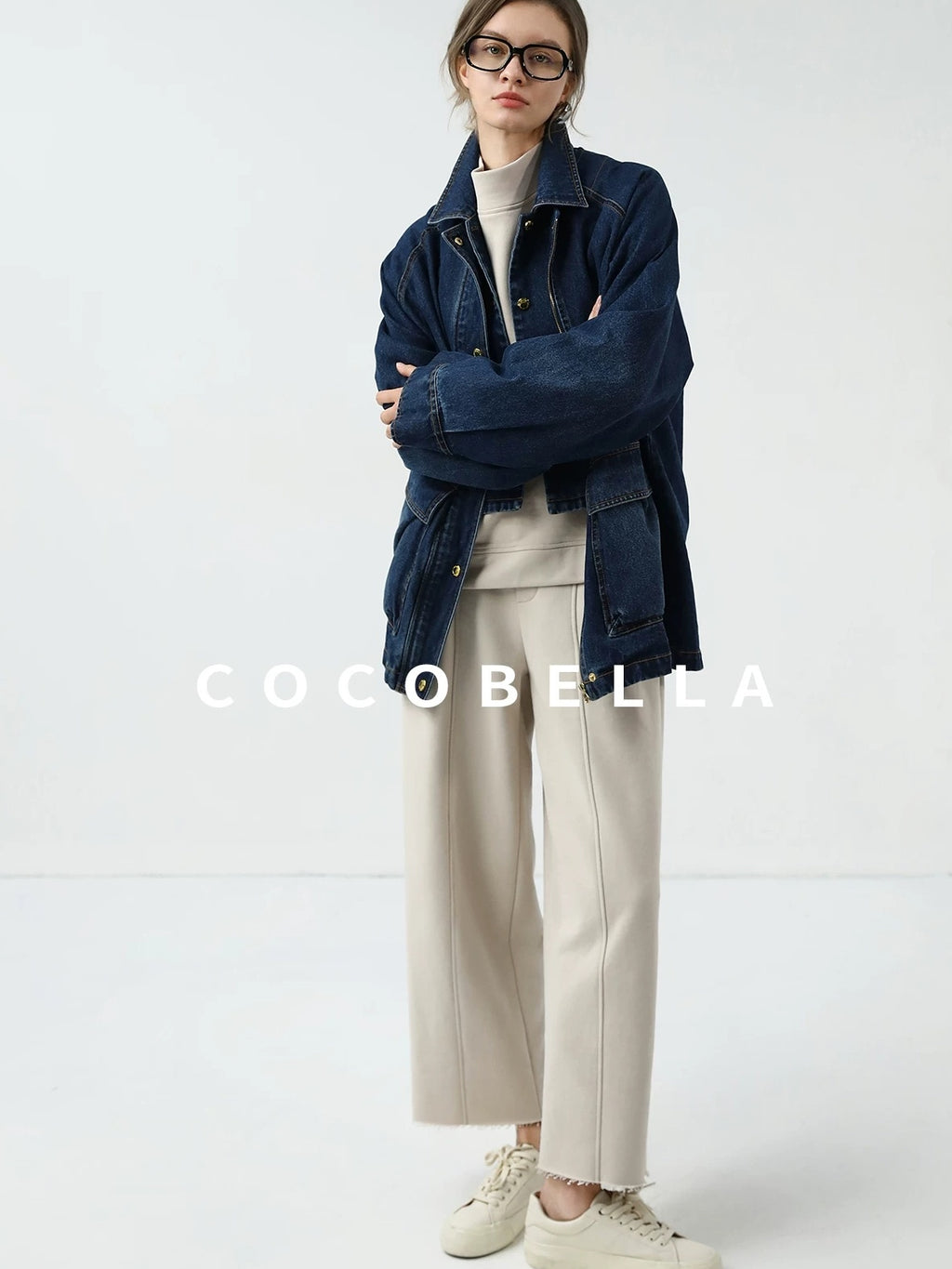 COCOBELLA Soft Cotton Blend Natural Waist Harem Straight Leg Commuter Casual Women Pants