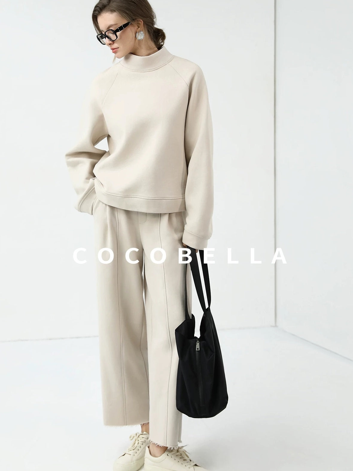 COCOBELLA Soft Cotton Blend Natural Waist Harem Straight Leg Commuter Casual Women Pants
