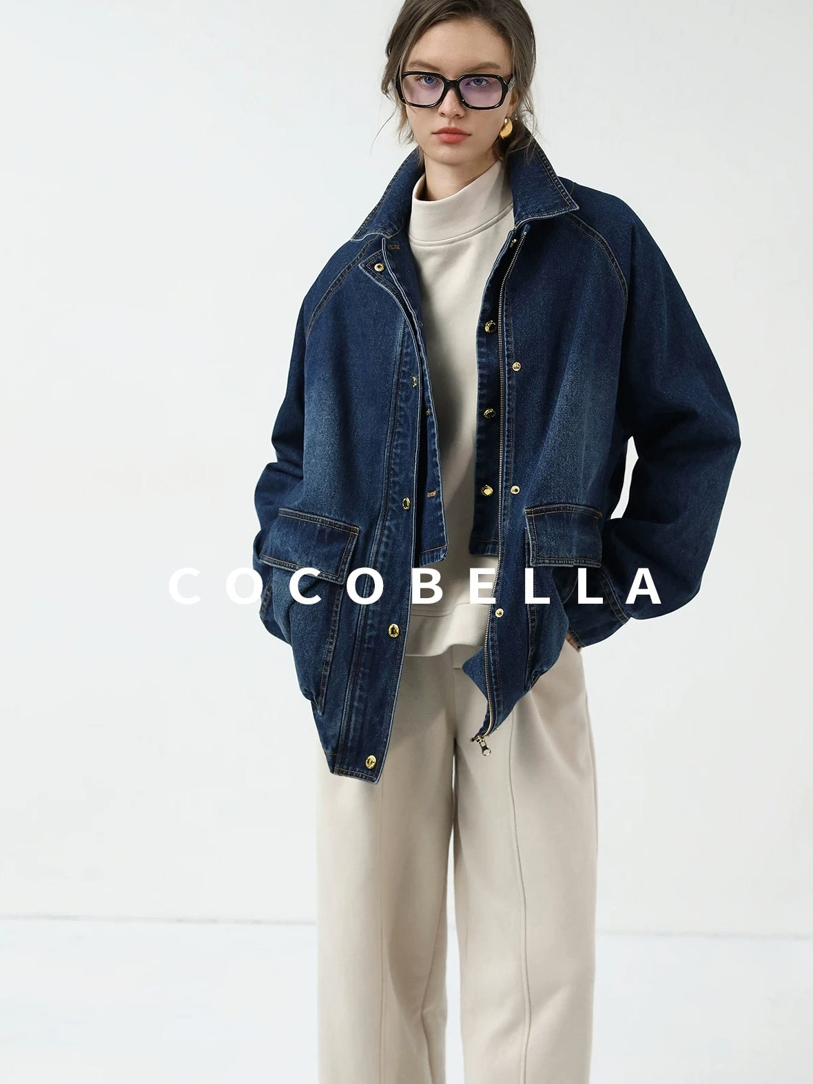 COCOBELLA Soft Cotton Blend Natural Waist Harem Straight Leg Commuter Casual Women Pants