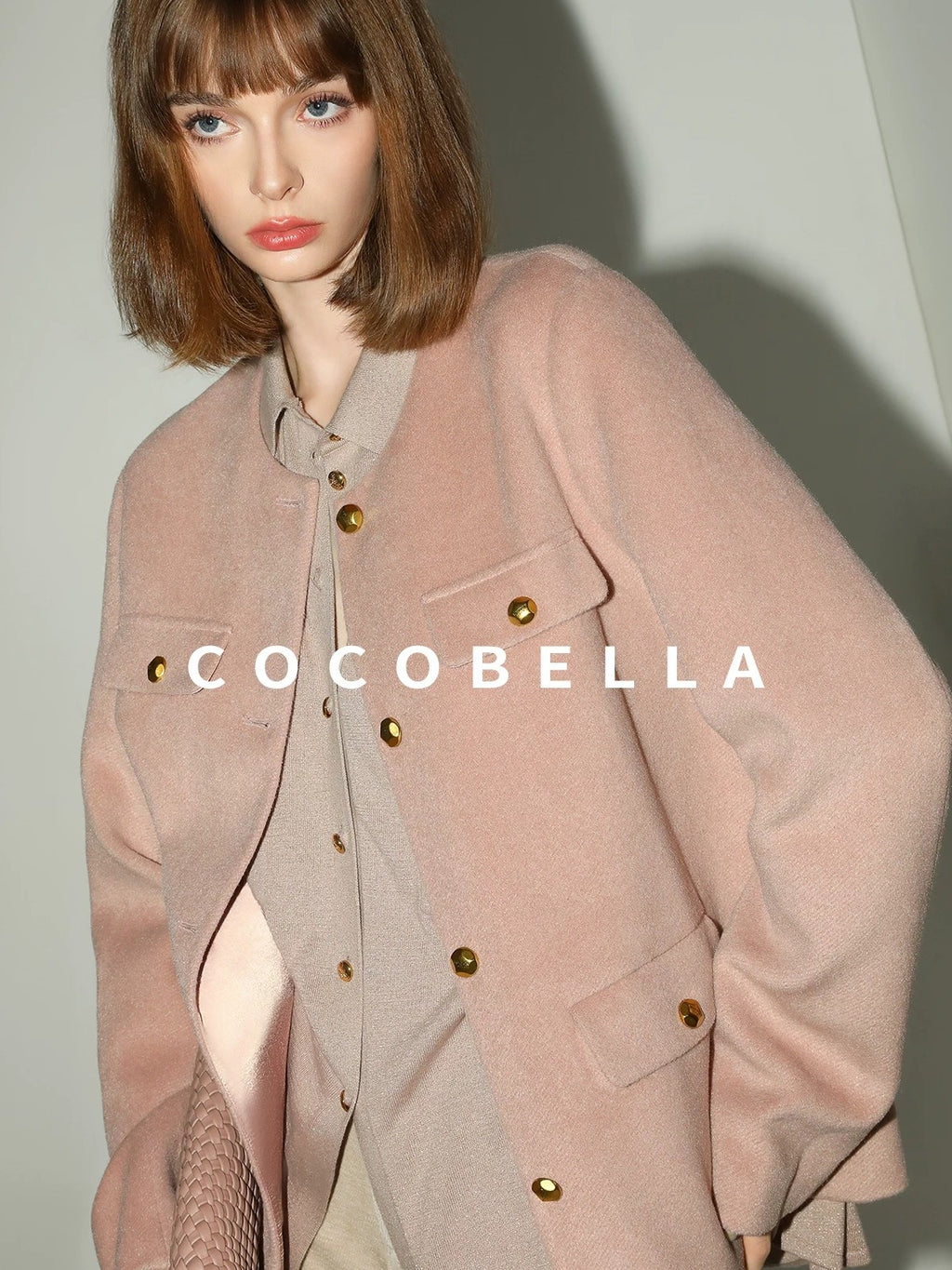 COCOBELLA Soft Cotton Lurex Button Pocket Straight Ladylike Long Sleeve Collared Shirts