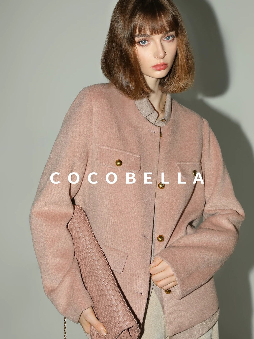 COCOBELLA Soft Cotton Lurex Button Pocket Straight Ladylike Long Sleeve Collared Shirts
