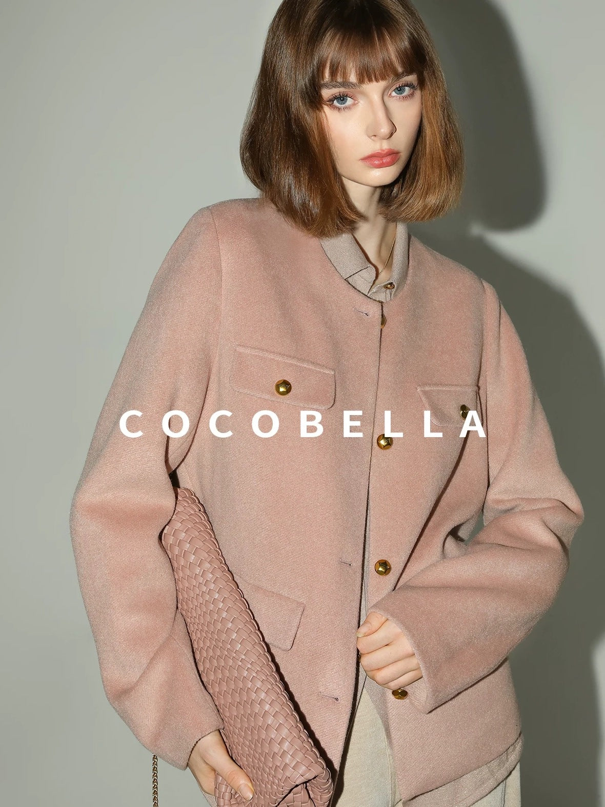 COCOBELLA Soft Cotton Lurex Button Pocket Straight Ladylike Long Sleeve Collared Shirts