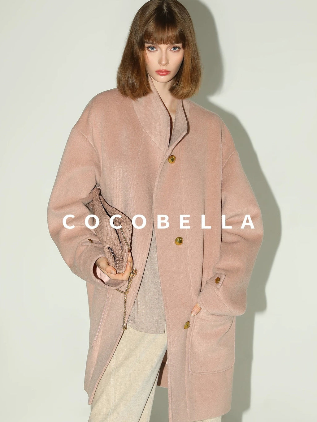 COCOBELLA Soft Cotton Lurex Button Pocket Straight Ladylike Long Sleeve Collared Shirts