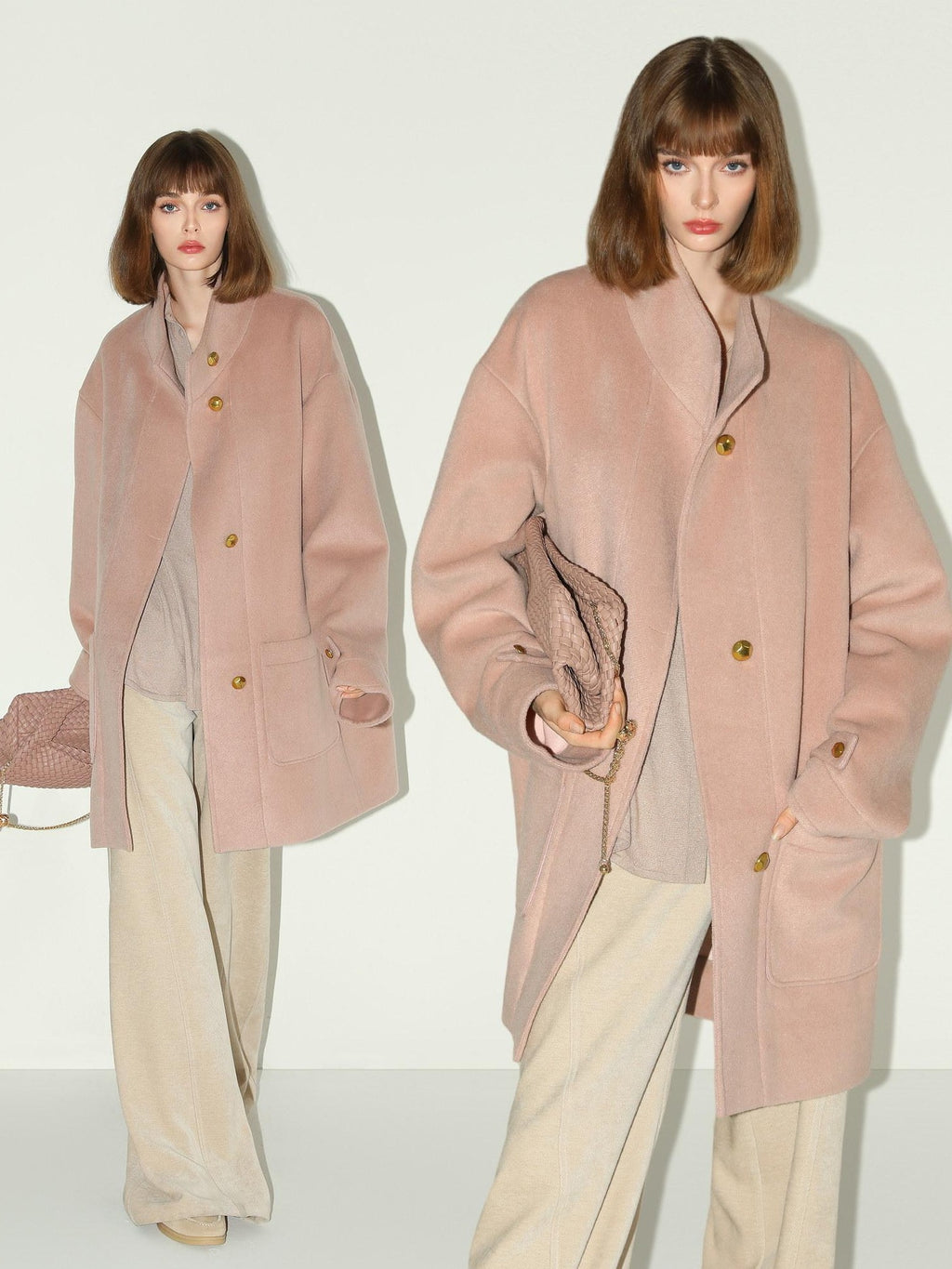 COCOBELLA Soft Cotton Lurex Button Pocket Straight Ladylike Long Sleeve Collared Shirts