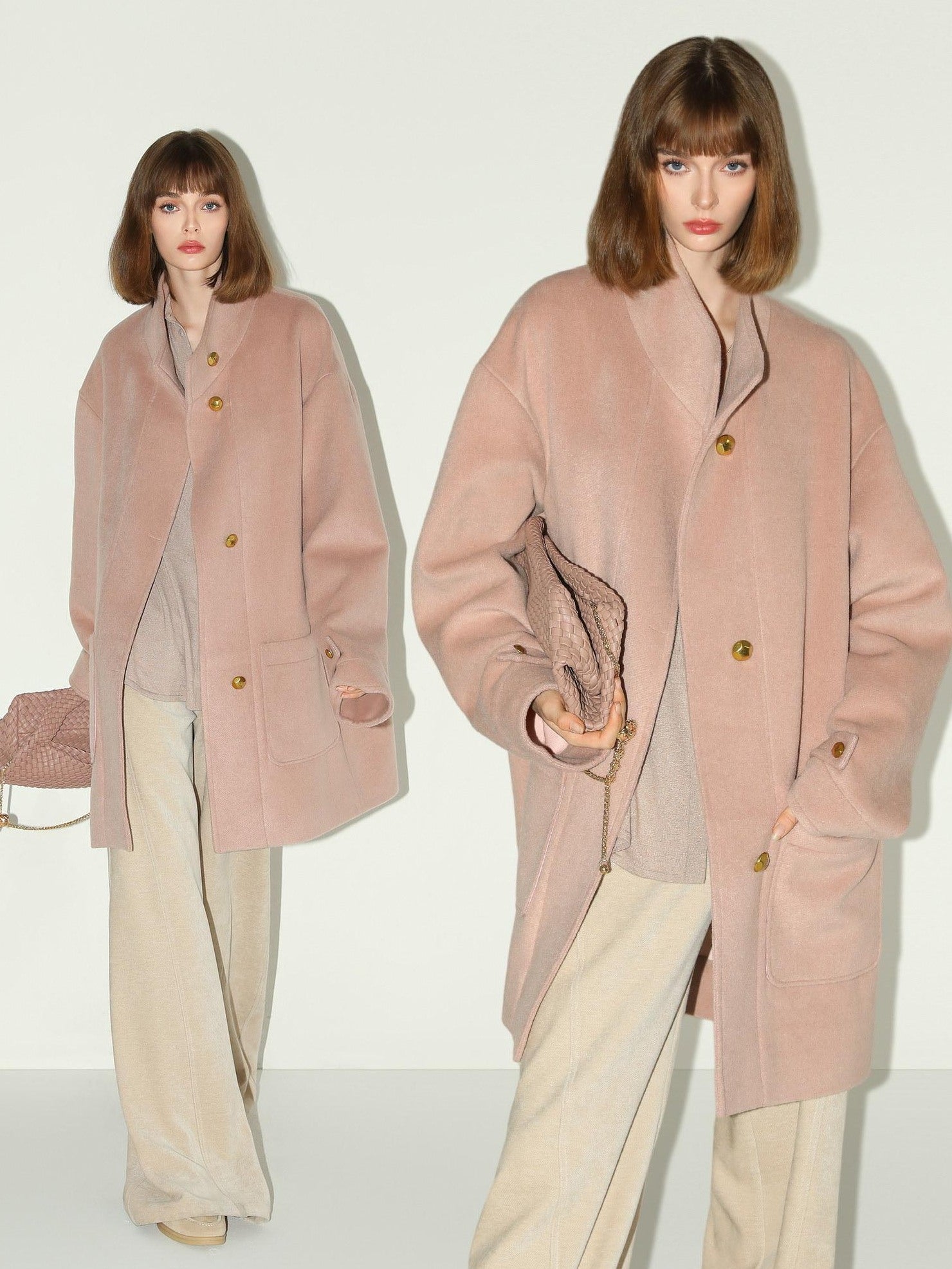 COCOBELLA Soft Cotton Lurex Button Pocket Straight Ladylike Long Sleeve Collared Shirts