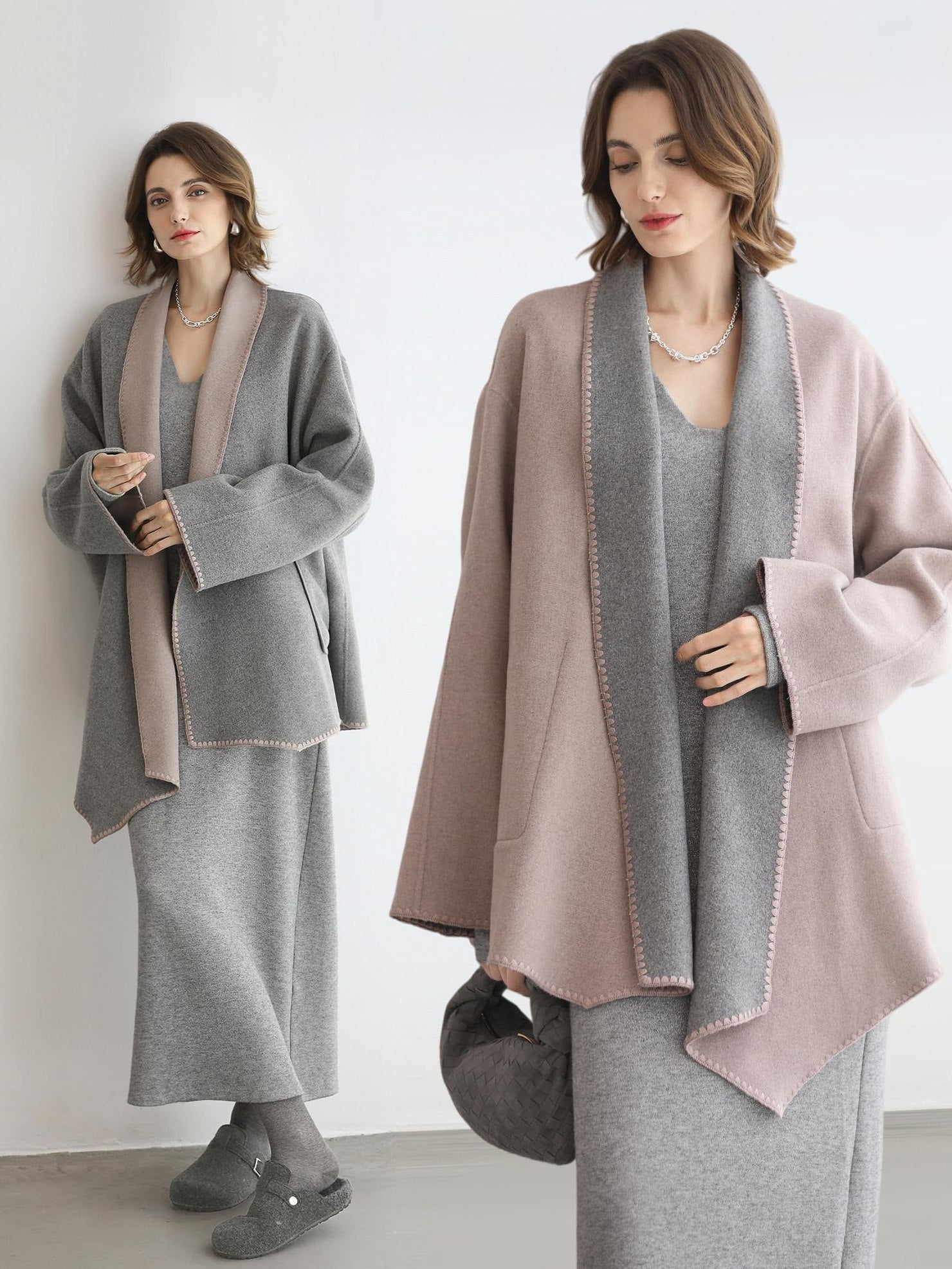 COCOBELLA Soft Elegant V Neck Slim Fit Knitted Long Sleeve Women City Commute Dresses