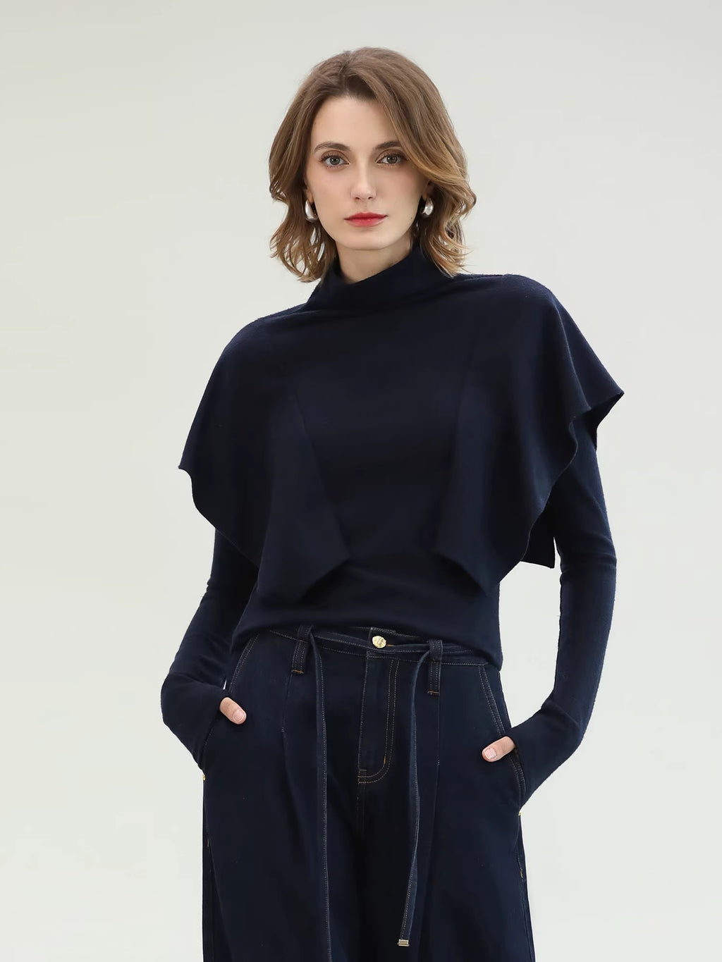 COCOBELLA_Soft_Fine_Knit_Ruffle_Paneled_Mock_Neck_Slim_Fit_Office_Women_Turtleneck_Sweater_MISSTT