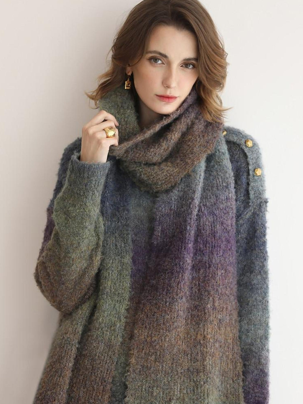 COCOBELLA Soft Gradient Pullover Straight Fit Commuter Long Sleeve Crew Neck Women Sweater