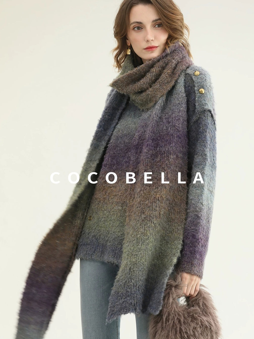 COCOBELLA Soft Gradient Pullover Straight Fit Commuter Long Sleeve Crew Neck Women Sweater