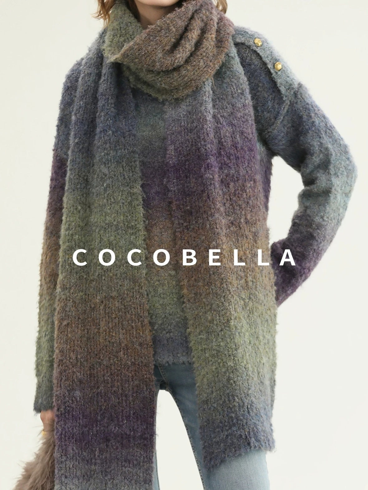 COCOBELLA Soft Gradient Pullover Straight Fit Commuter Long Sleeve Crew Neck Women Sweater