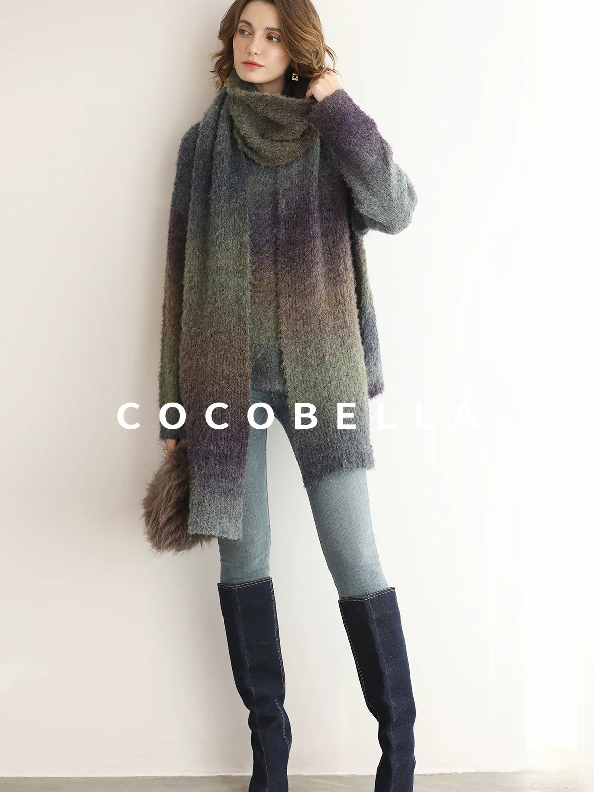 COCOBELLA Soft Gradient Pullover Straight Fit Commuter Long Sleeve Crew Neck Women Sweater