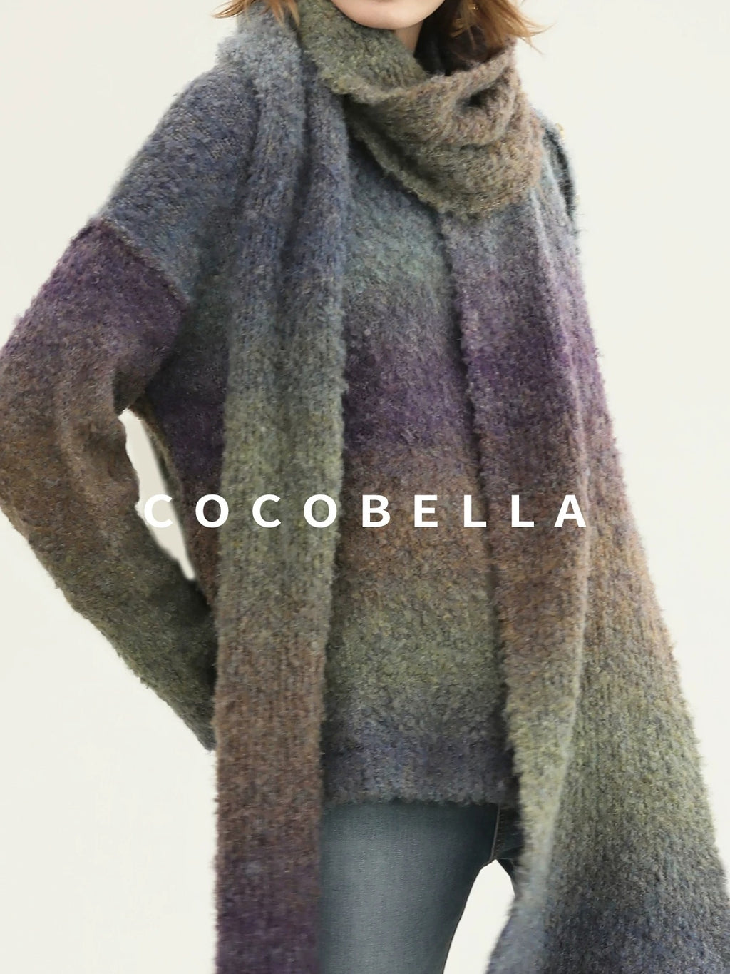 COCOBELLA Soft Gradient Pullover Straight Fit Commuter Long Sleeve Crew Neck Women Sweater