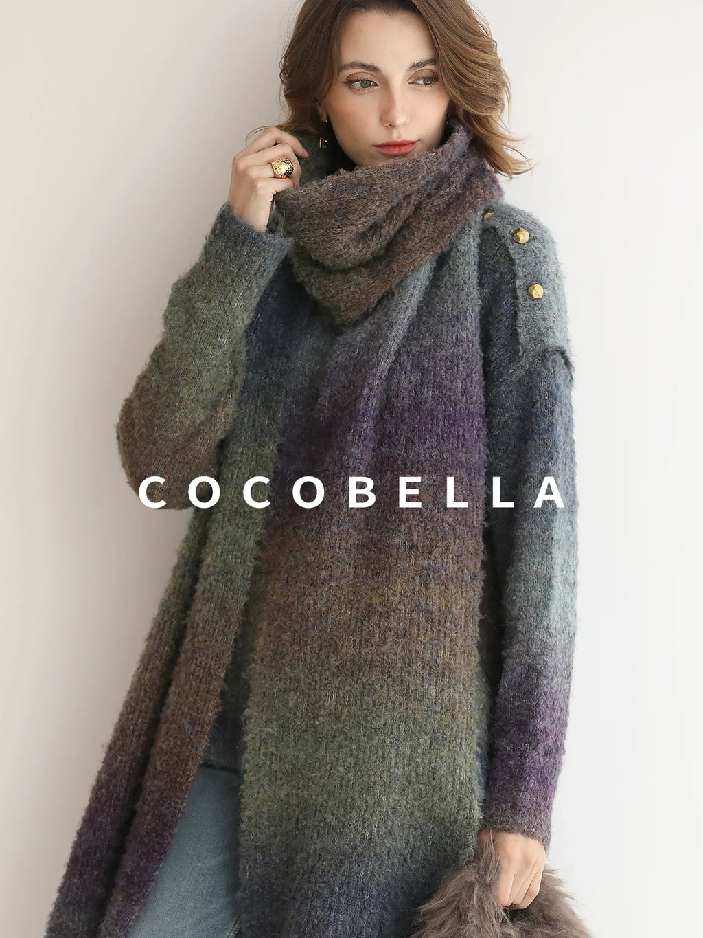 COCOBELLA Soft Gradient Pullover Straight Fit Commuter Long Sleeve Crew Neck Women Sweater