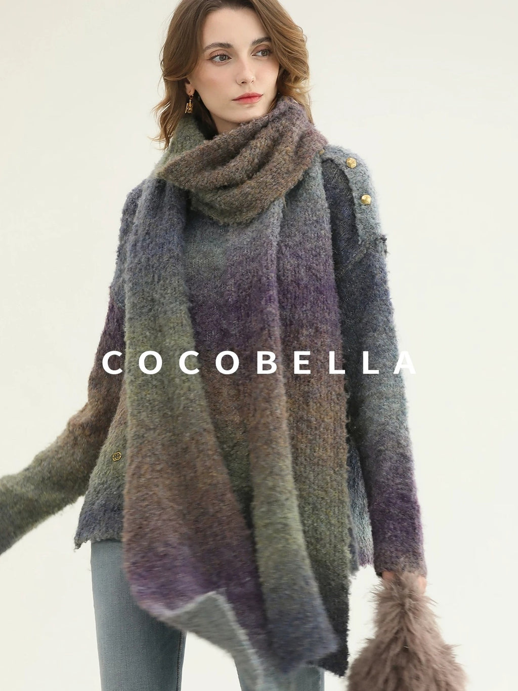 COCOBELLA Soft Gradient Pullover Straight Fit Commuter Long Sleeve Crew Neck Women Sweater