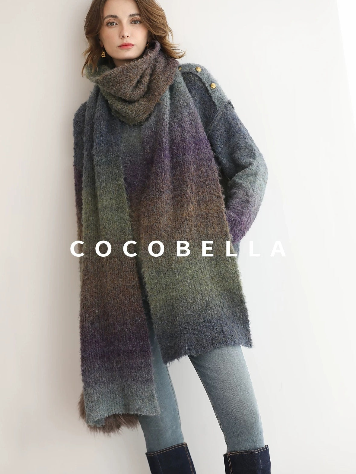 COCOBELLA Soft Gradient Pullover Straight Fit Commuter Long Sleeve Crew Neck Women Sweater