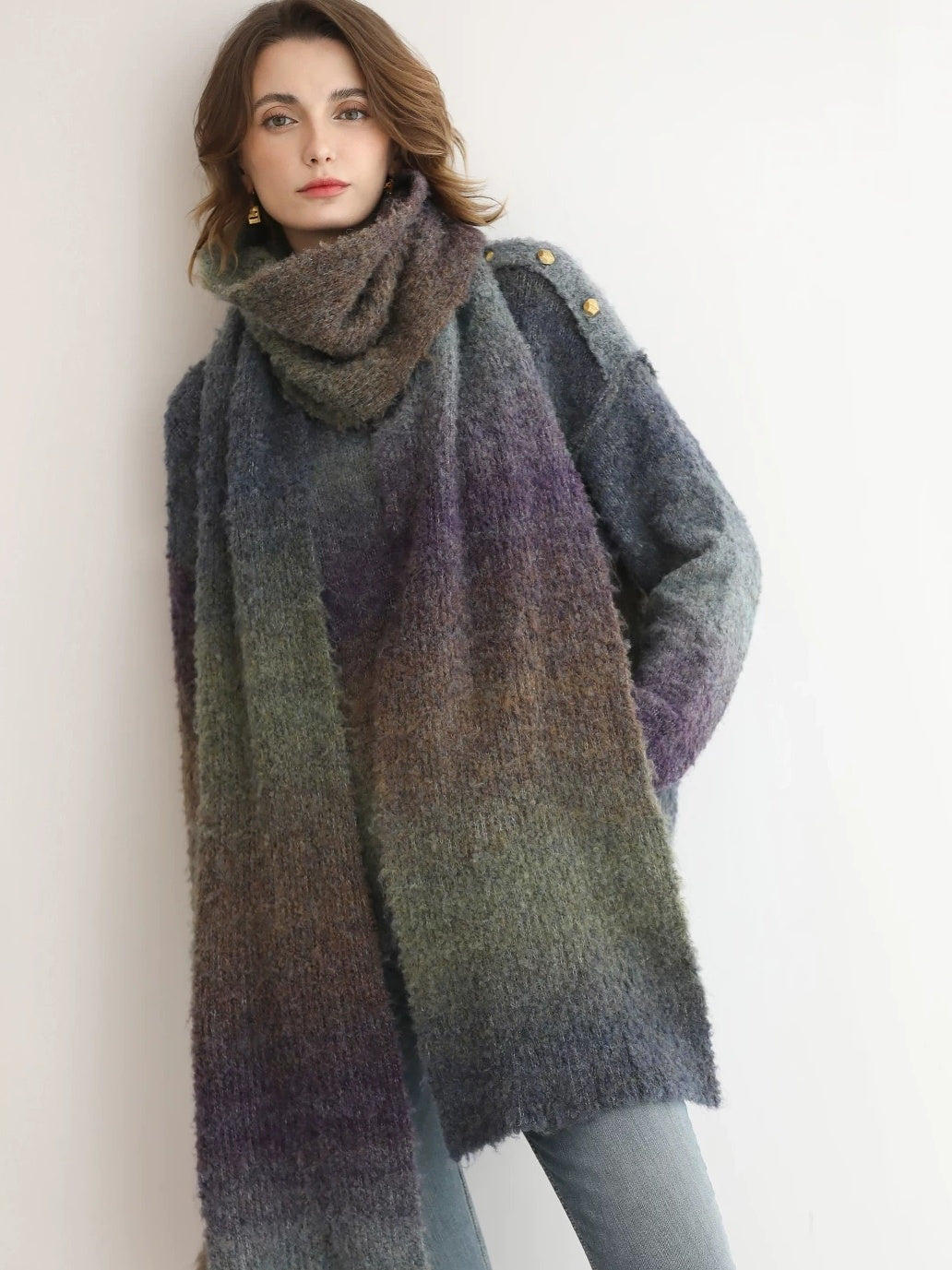 COCOBELLA Soft Gradient Pullover Straight Fit Commuter Long Sleeve Crew Neck Women Sweater