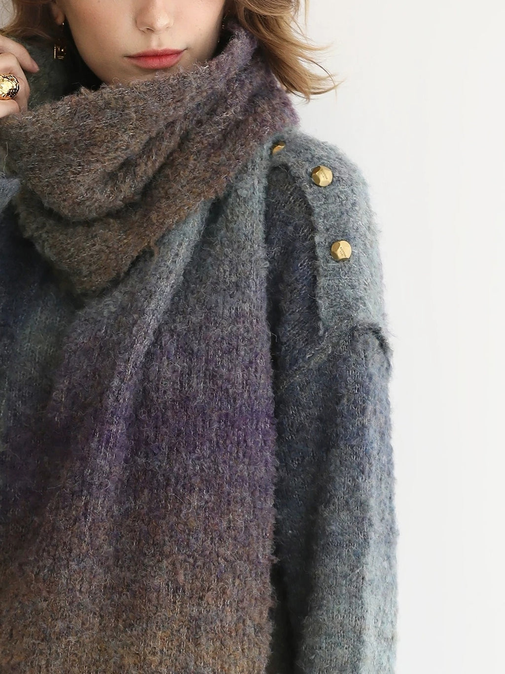 COCOBELLA Soft Gradient Pullover Straight Fit Commuter Long Sleeve Crew Neck Women Sweater