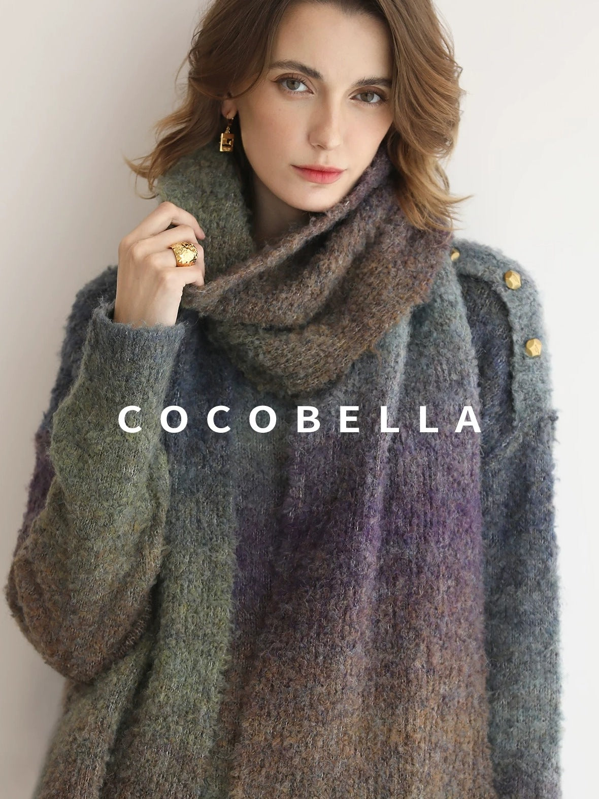 COCOBELLA Soft Gradient Pullover Straight Fit Commuter Long Sleeve Crew Neck Women Sweater