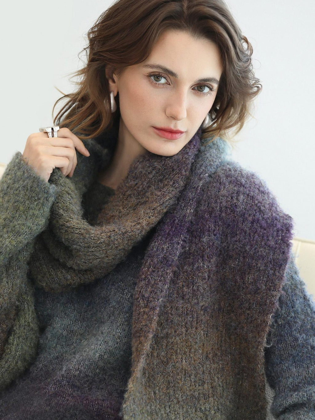 COCOBELLA Soft Knit Relaxed Waist H Silhouette Women Office Long Sleeve Round Neck Dresses