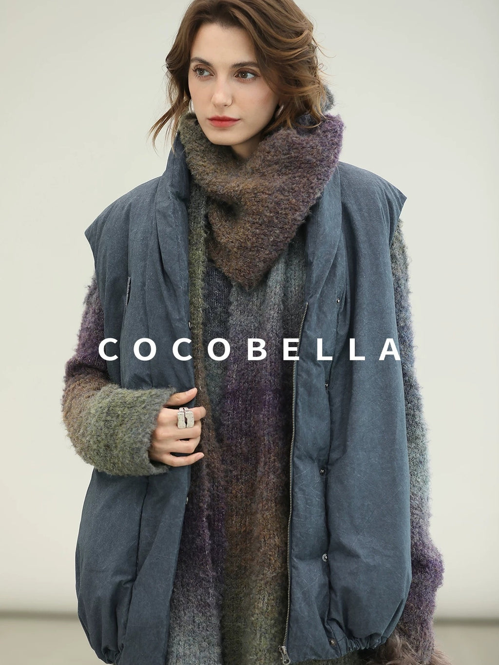 COCOBELLA Soft Knit Relaxed Waist H Silhouette Women Office Long Sleeve Round Neck Dresses