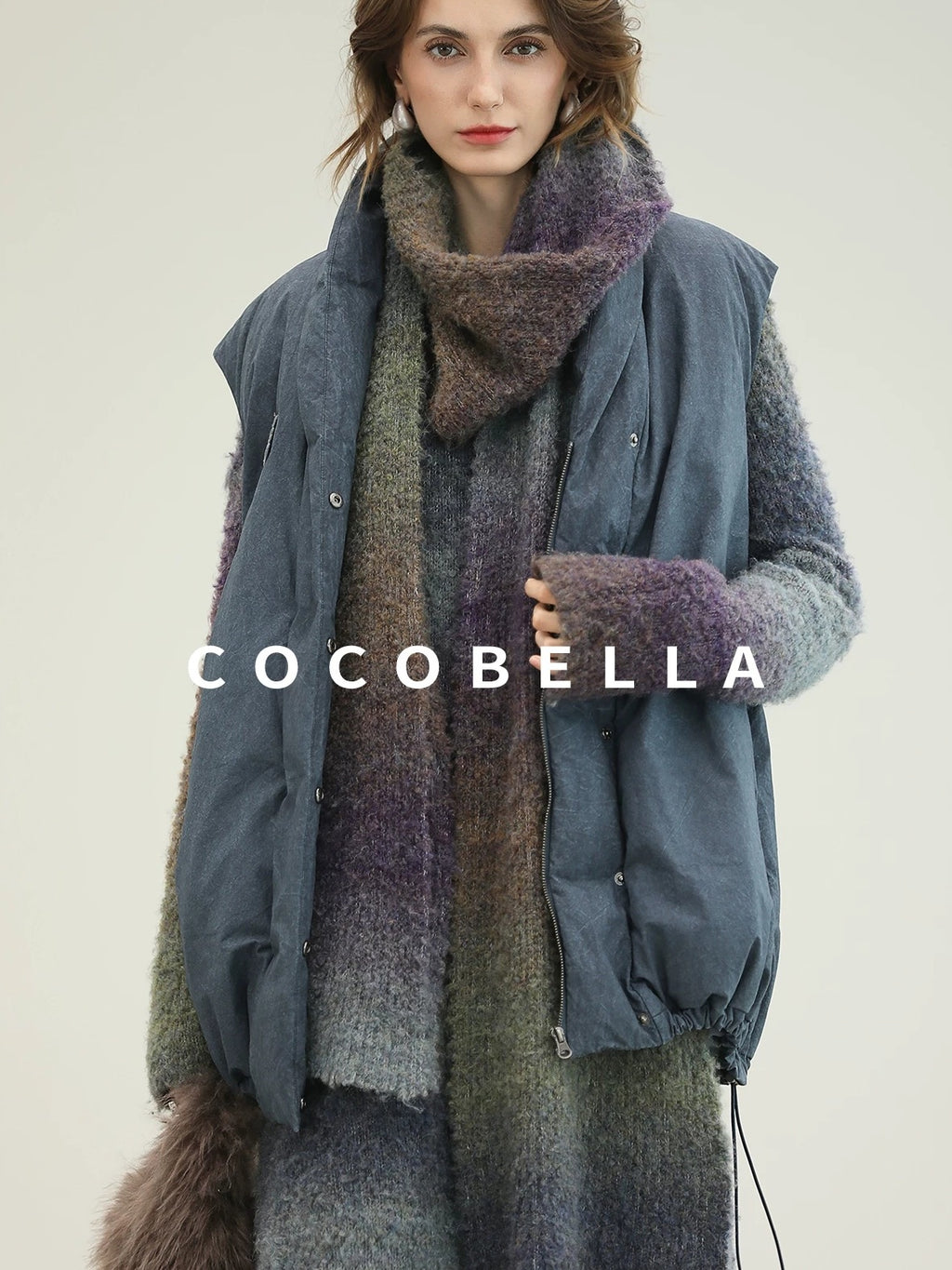 COCOBELLA Soft Knit Relaxed Waist H Silhouette Women Office Long Sleeve Round Neck Dresses