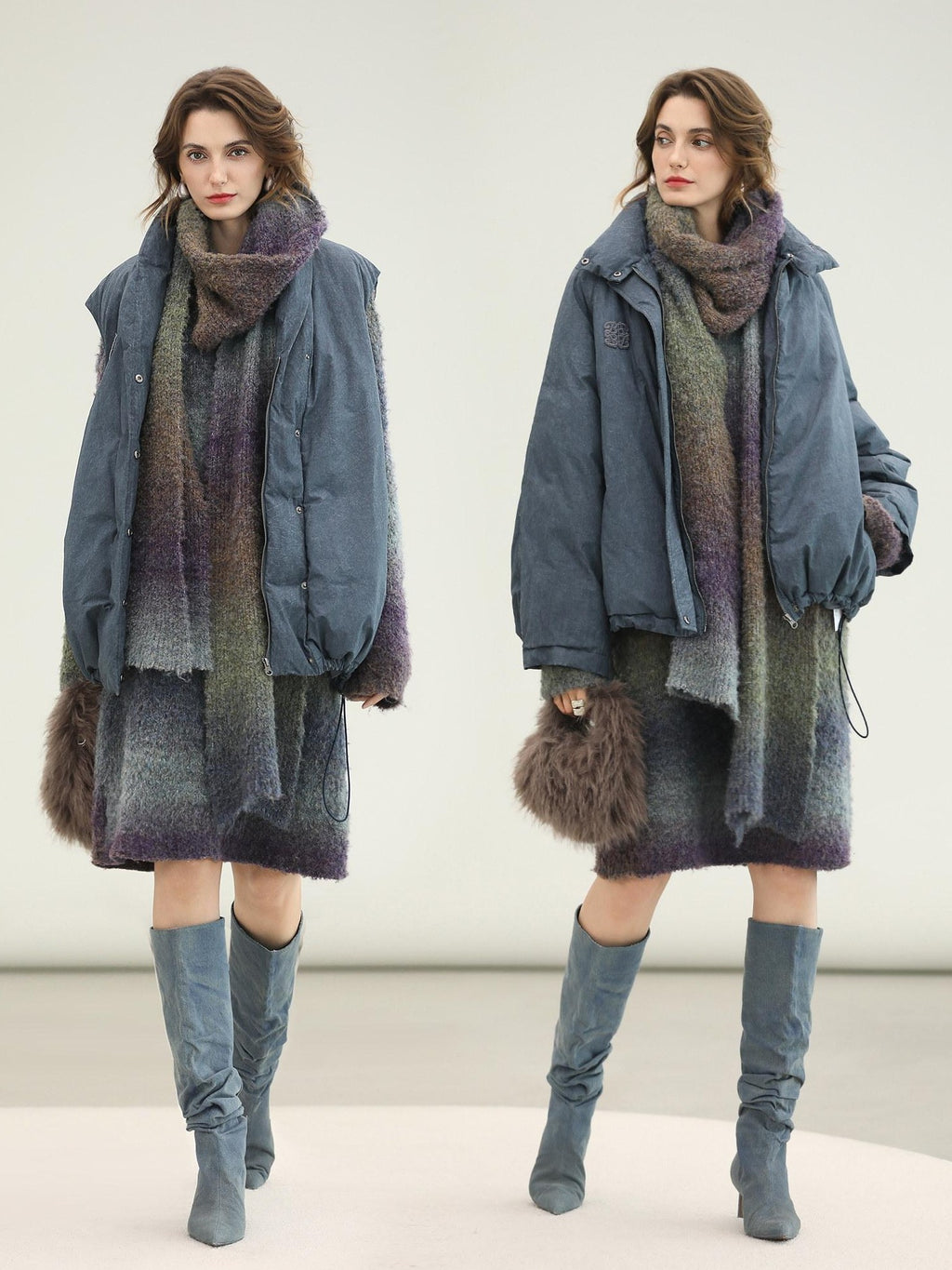 COCOBELLA Soft Knit Relaxed Waist H Silhouette Women Office Long Sleeve Round Neck Dresses