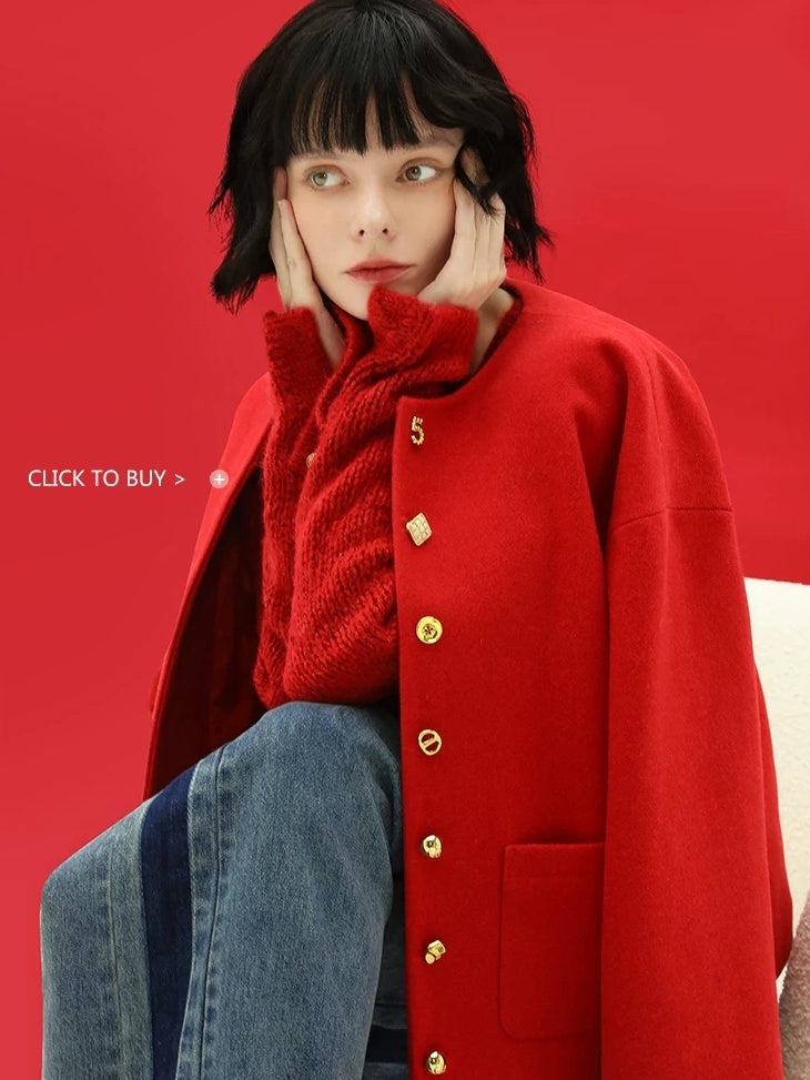 COCOBELLA Soft Knit V Neck Buttoned Straight Fit Office Cardigan Women Red Blue Sweater