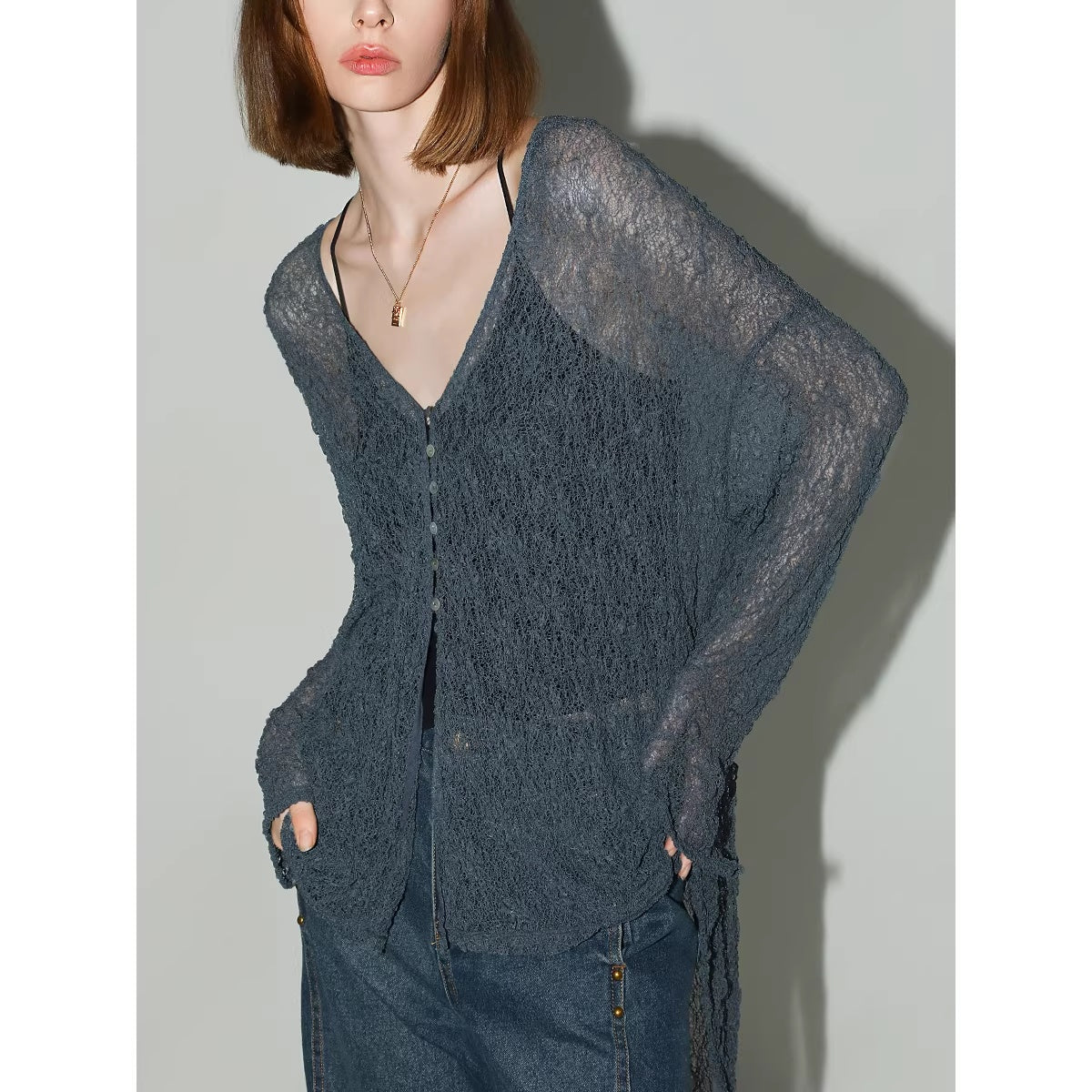 COCOBELLA_Soft_Lace_V_Neck_Shell_Button_Straight_Fit_Women_Long_Sleeve_Knit_T-Shirts_MISSTT