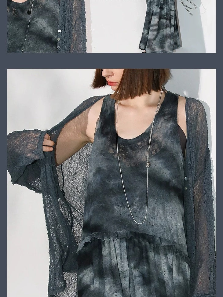 COCOBELLA Soft Lace V Neck Shell Button Straight Fit Women Long Sleeve Knit T-Shirts