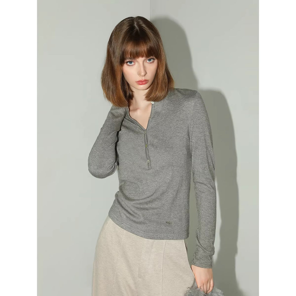 COCOBELLA_Soft_Lurex_Button_Detail_Office_Slim_Fit_Women_Long_Sleeve_Basic_Shirts_MISSTT