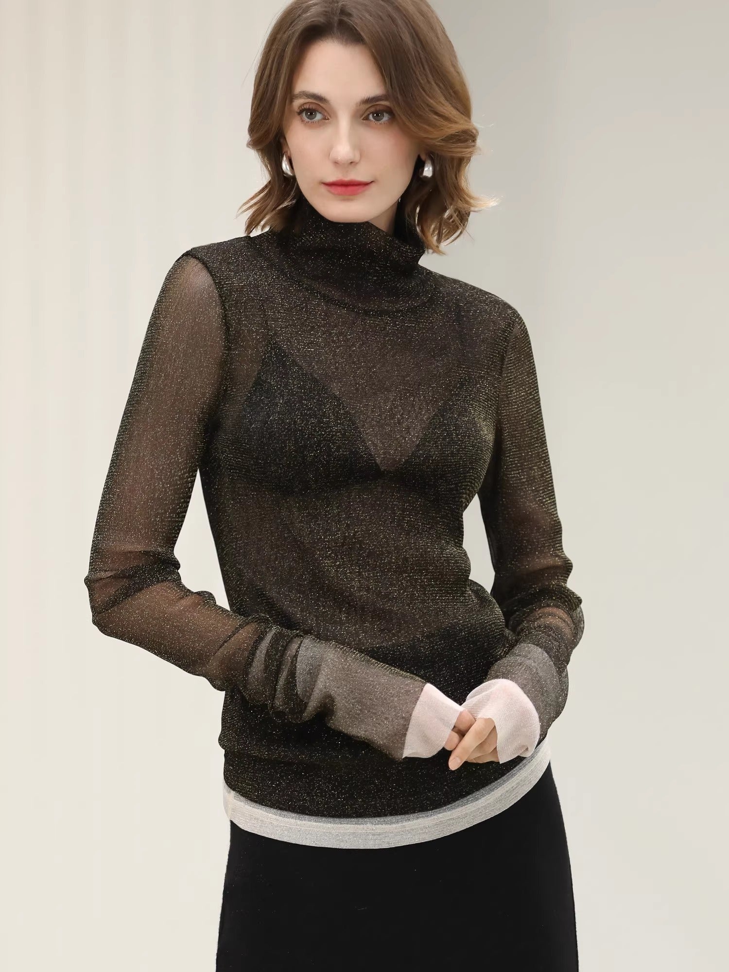 COCOBELLA_Soft_Lurex_Patchwork_Minimalist_Slim_Fit_High_Neck_Long_Sleeve_Women_T-Shirts_MISSTT