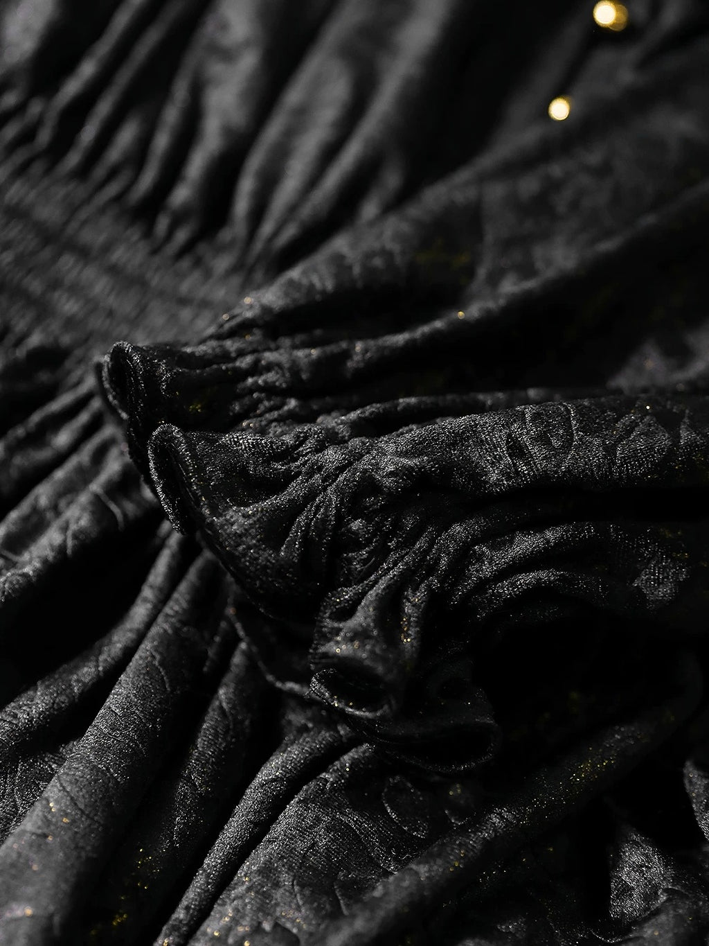 COCOBELLA Soft Metallic Ruched Vintage V Neck Tie Lace Pocket Elastic Waist City Dresses