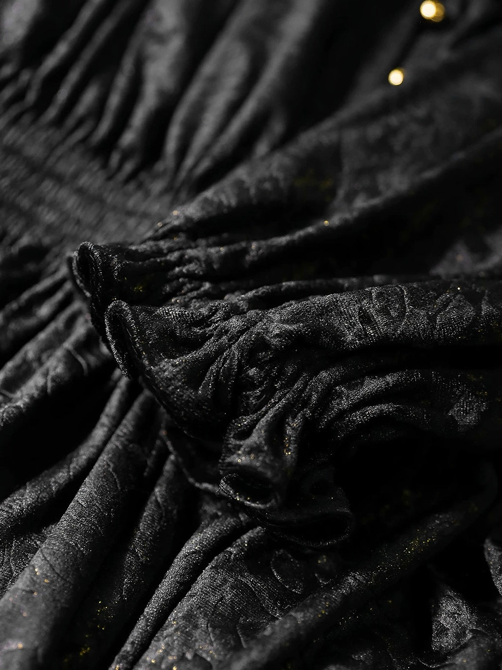 COCOBELLA Soft Metallic Ruched Vintage V Neck Tie Lace Pocket Elastic Waist City Dresses