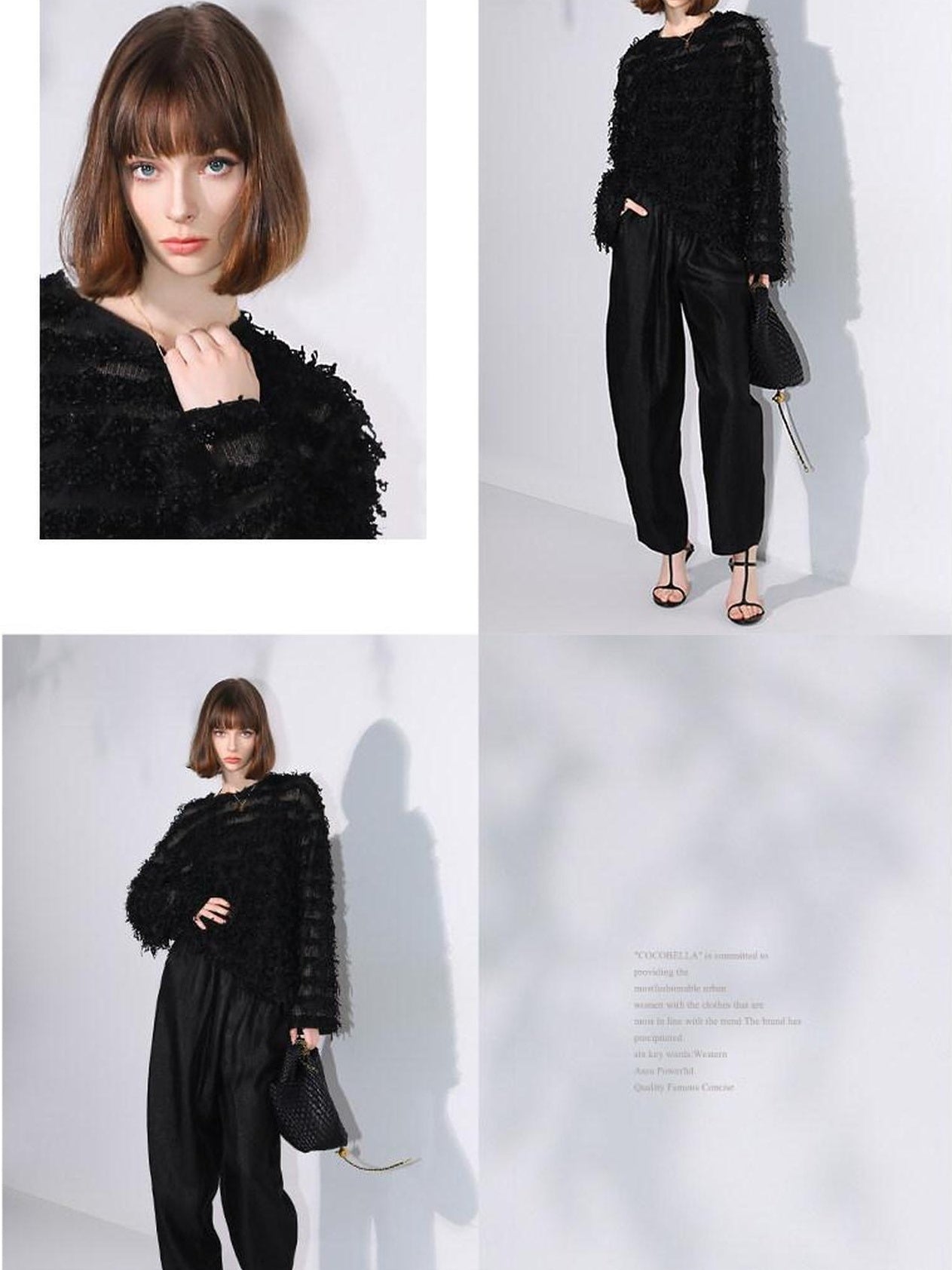 COCOBELLA Soft Oversized 3D Fringe Boucle Inspired Women Bamboo Leaf Sweater