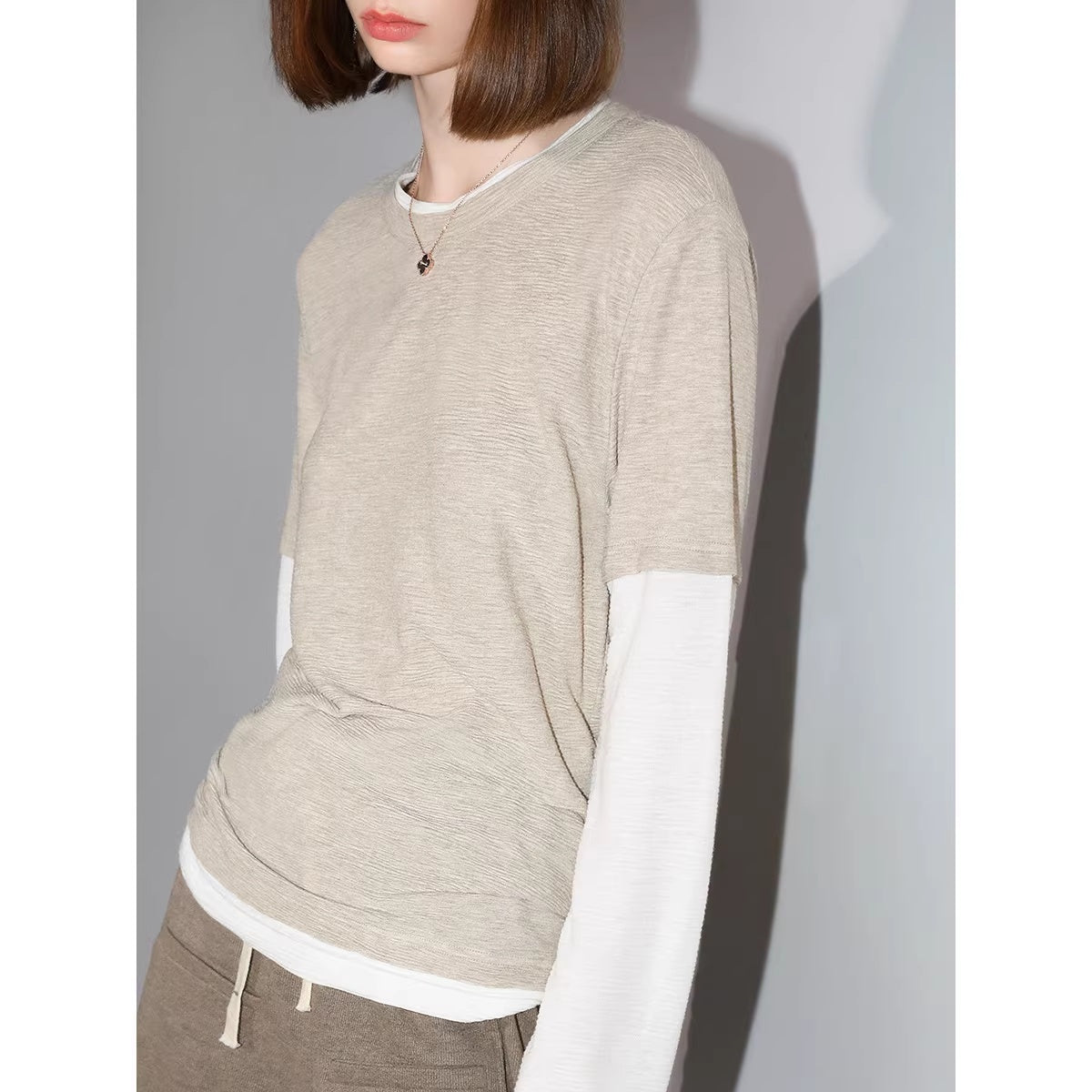 COCOBELLA_Soft_Pleated_Patchwork_Knit_Long_Sleeve_Straight_Cut_Office_Pullover_Women_Shirts_MISSTT