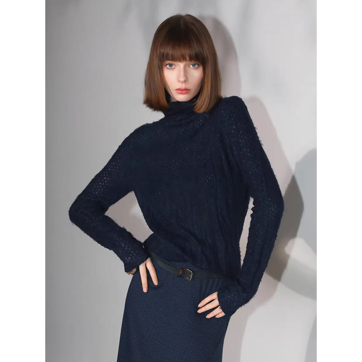 COCOBELLA_Soft_Pleated_Turtleneck_Slim_Fit_Commuter_Ol_Long_Sleeve_Women_T-Shirts_MISSTT