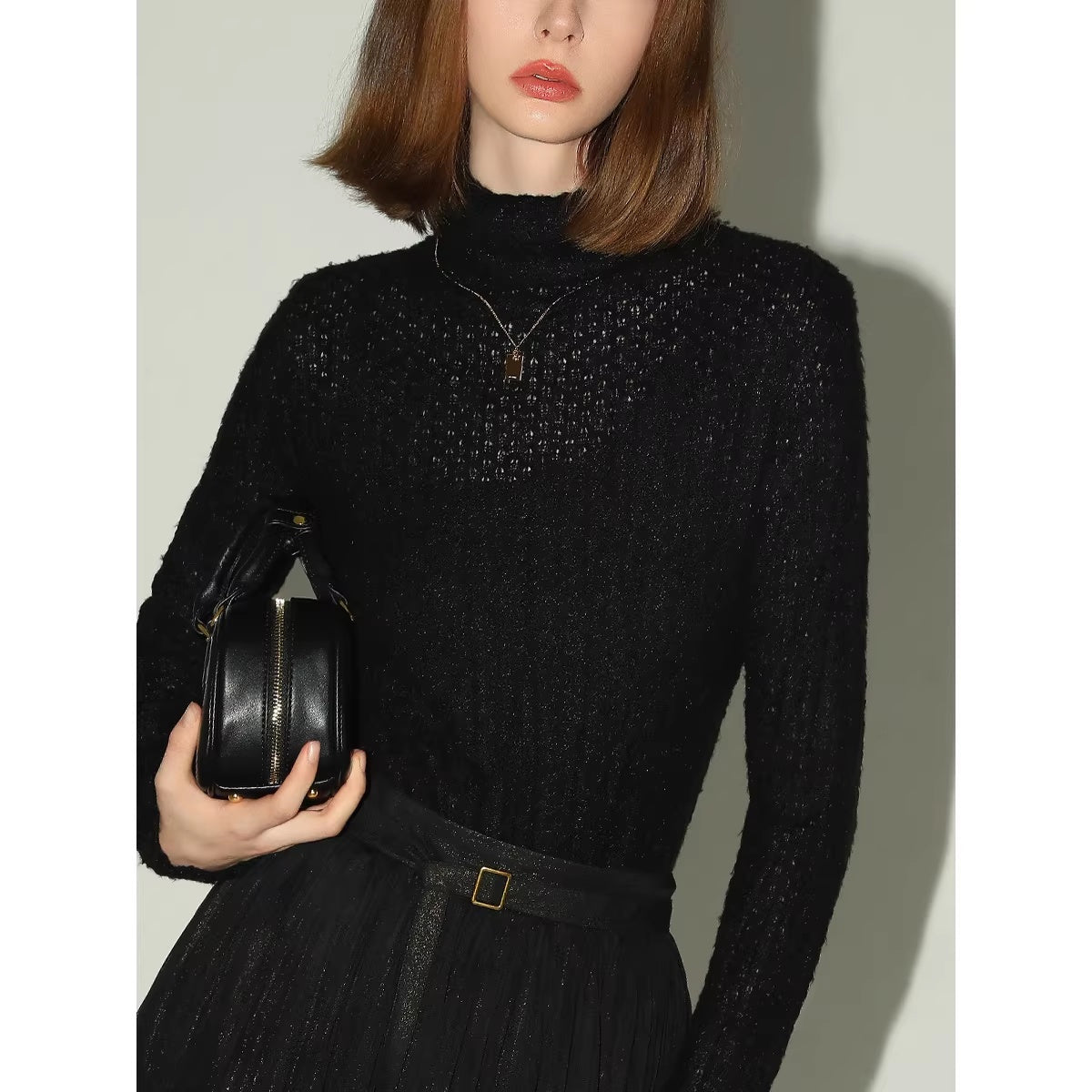 COCOBELLA_Soft_Pleated_Turtleneck_Slim_Fit_Commuter_Ol_Long_Sleeve_Women_T-Shirts_MISSTT