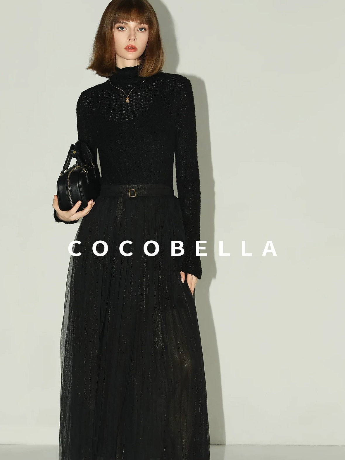 COCOBELLA Soft Pleated Turtleneck Slim Fit Commuter Ol Long Sleeve Women T-Shirts