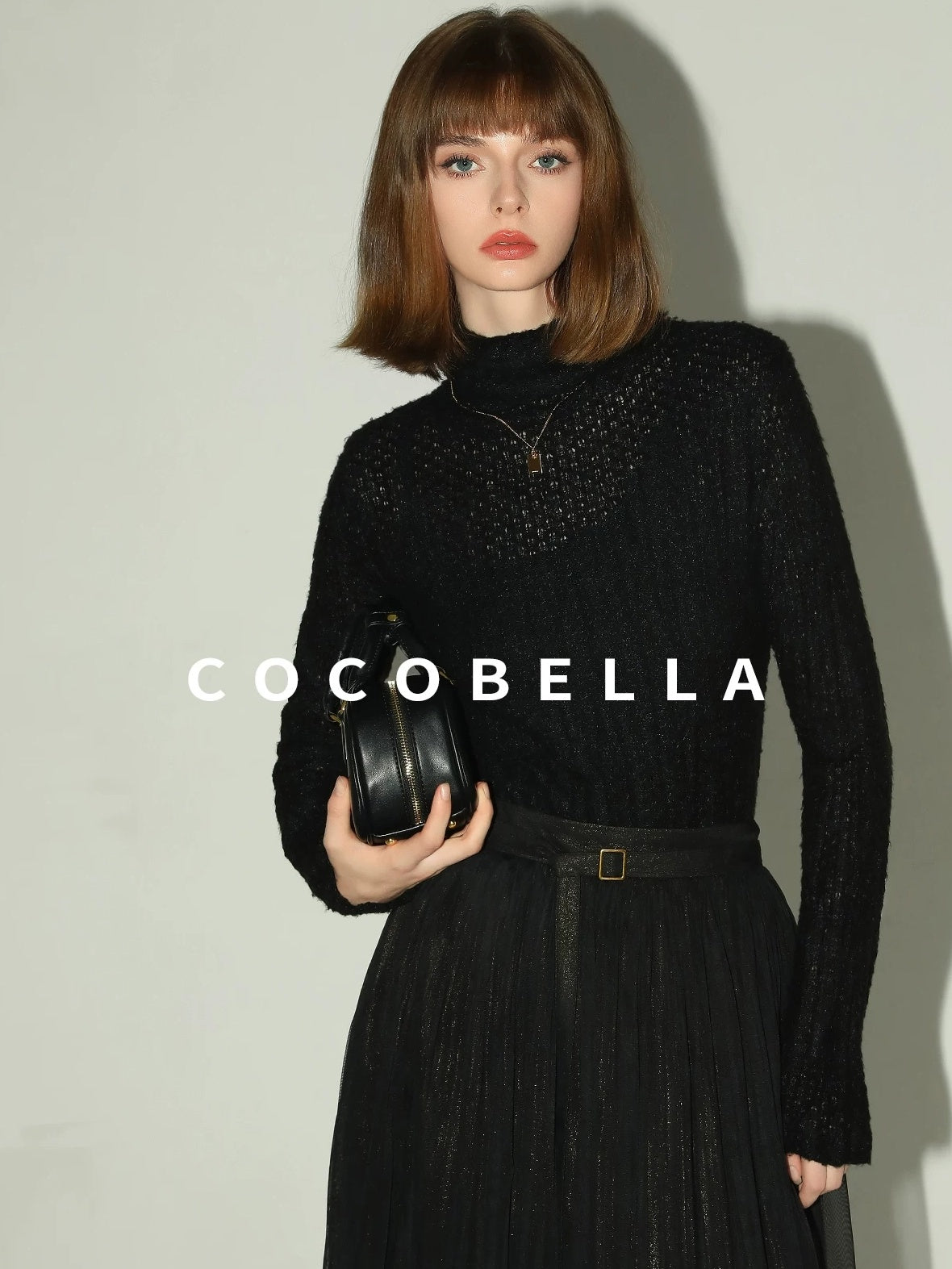 COCOBELLA Soft Pleated Turtleneck Slim Fit Commuter Ol Long Sleeve Women T-Shirts