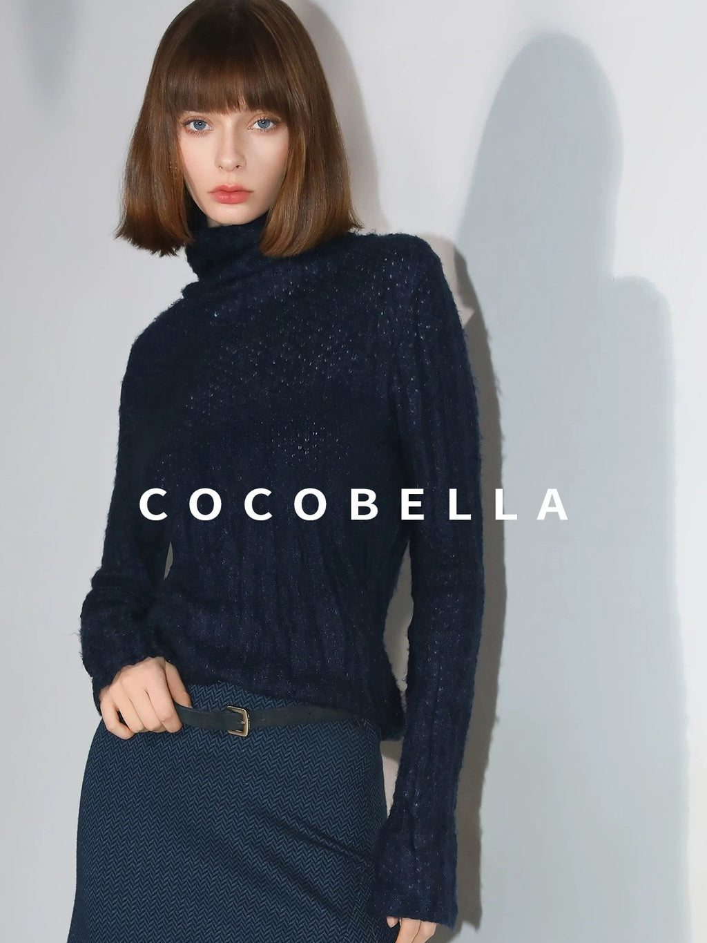 COCOBELLA Soft Pleated Turtleneck Slim Fit Commuter Ol Long Sleeve Women T-Shirts
