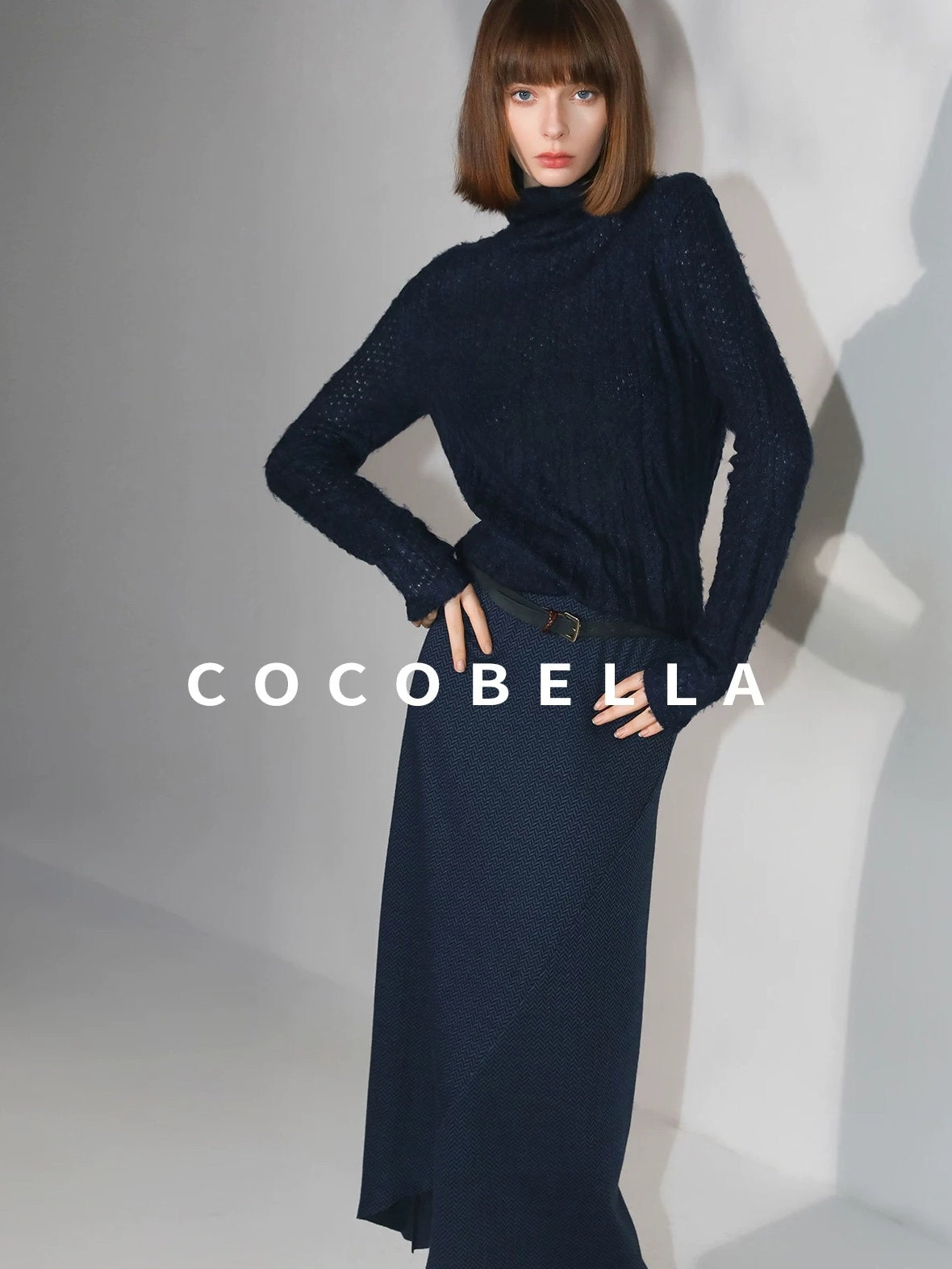 COCOBELLA Soft Pleated Turtleneck Slim Fit Commuter Ol Long Sleeve Women T-Shirts